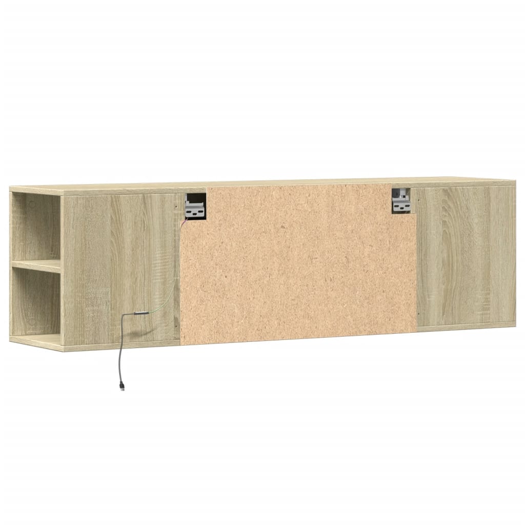 Zidni TV ormarić s LED svjetlima boja hrasta 135x31x39,5 cm