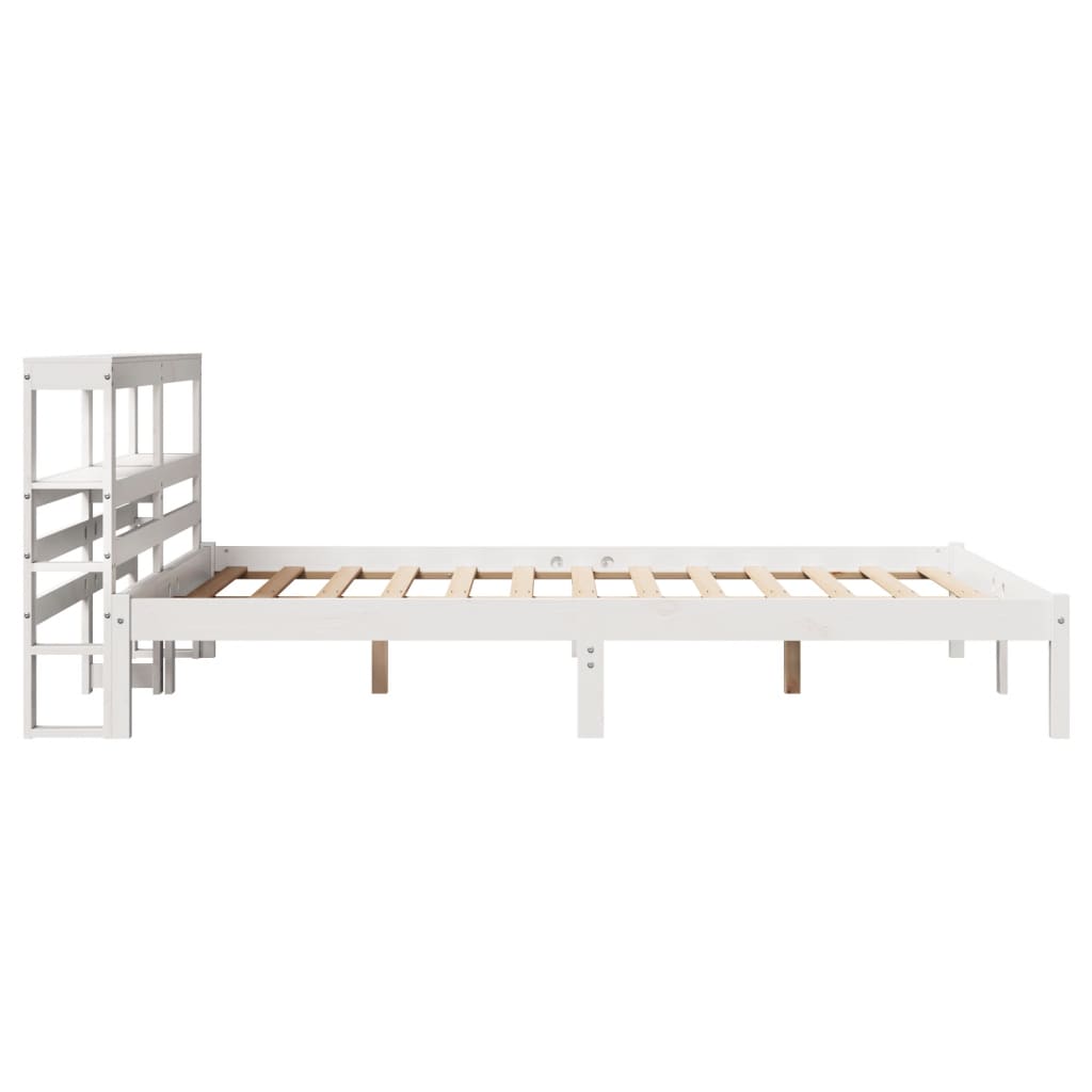 Okvir kreveta bez madraca bijeli 120 x 200 cm masivna borovina