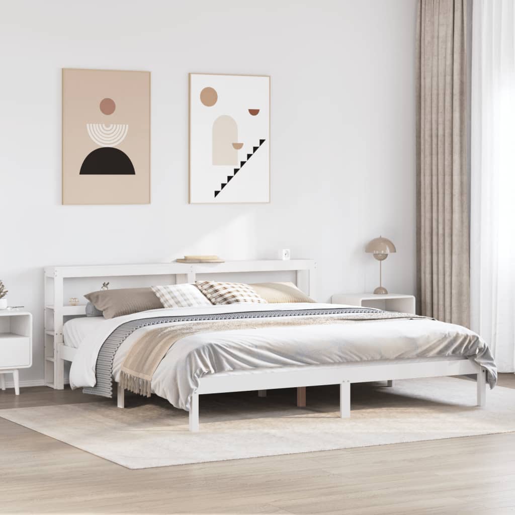 Okvir kreveta bez madraca bijeli 200x200 cm od masivne borovine