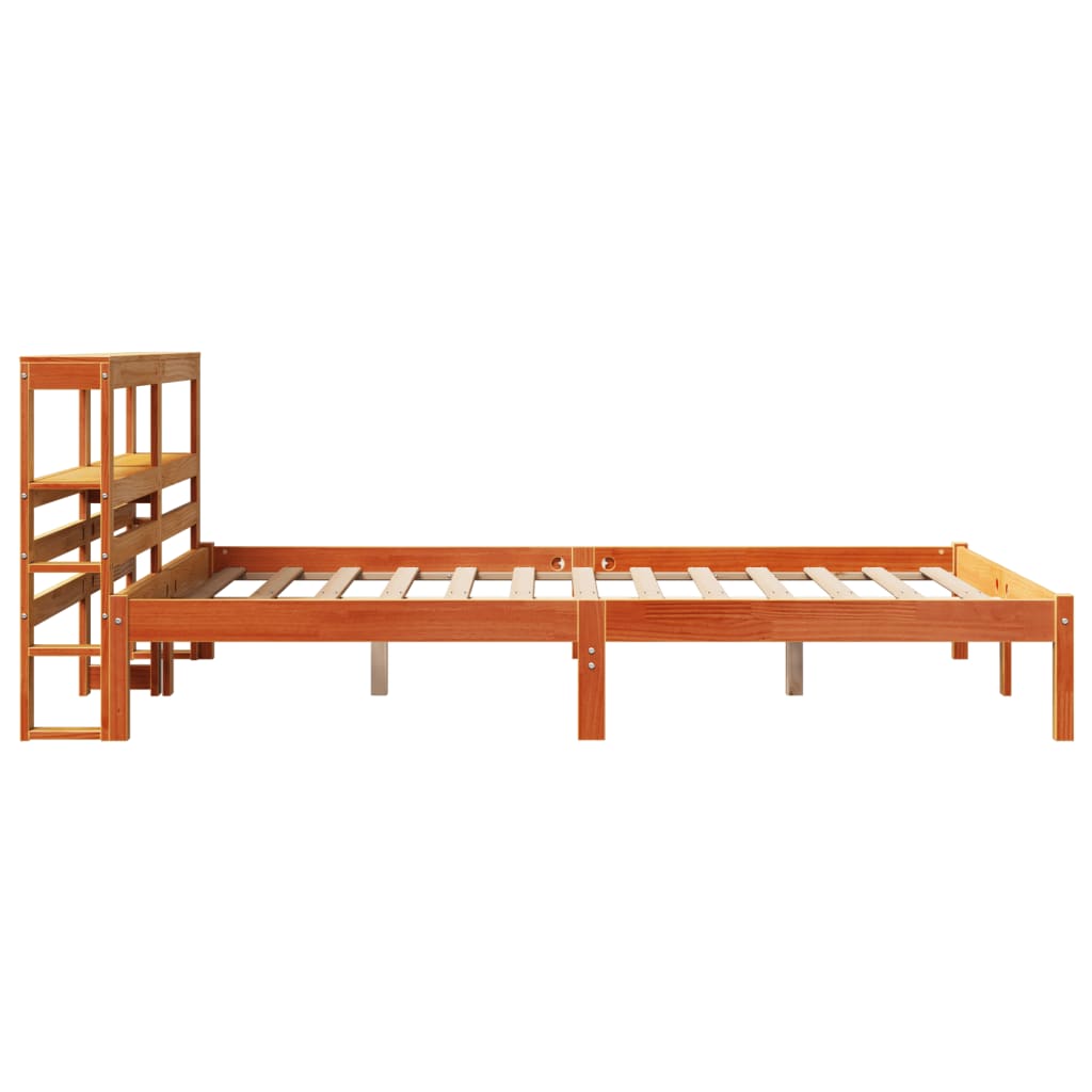 Okvir kreveta s uzglavljem voštano smeđi 120x200 cm od borovine