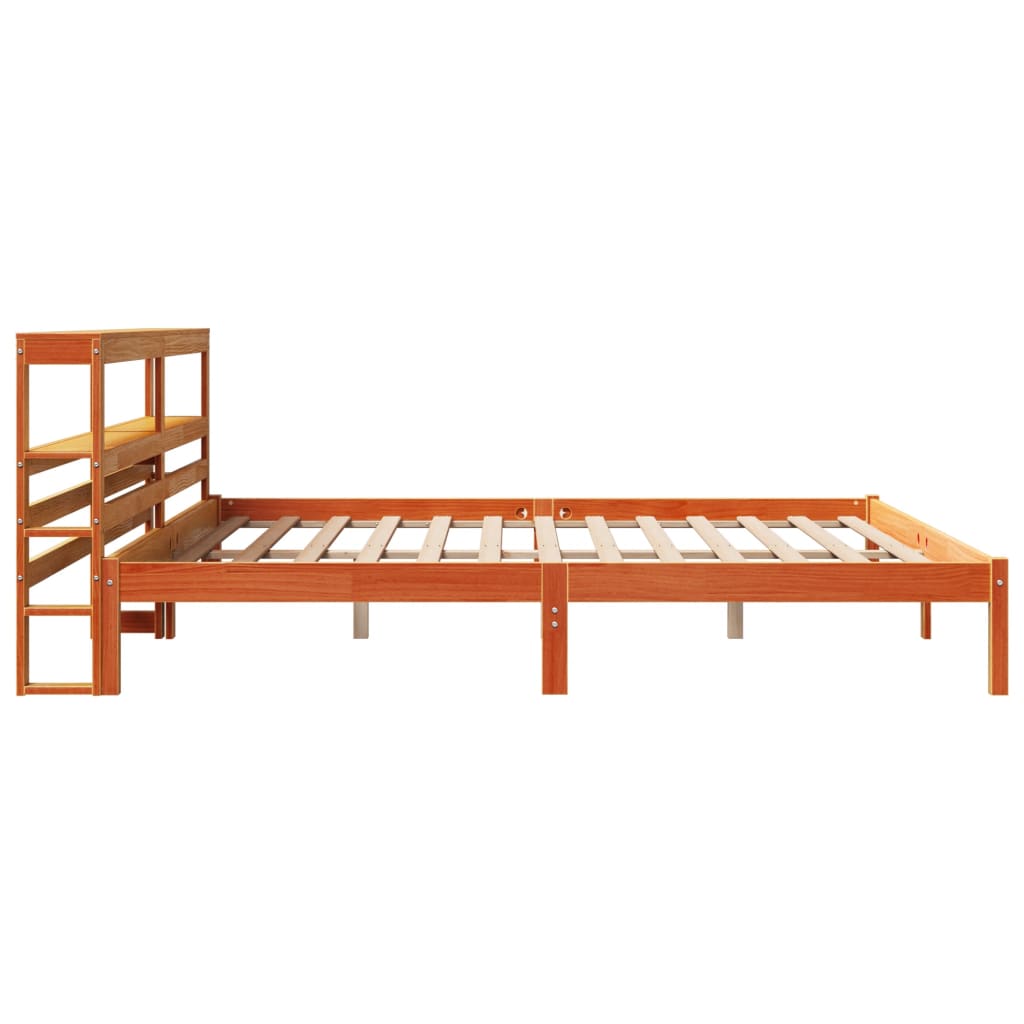Okvir kreveta s uzglavljem voštano smeđi 200x200 cm od borovine