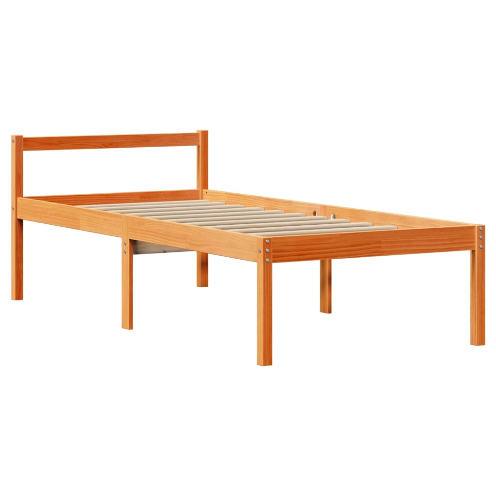 Okvir kreveta s uzglavljem voštano smeđi 75x190 cm od borovine