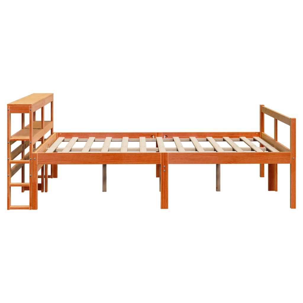 Okvir kreveta s uzglavljem voštano smeđi 135x190 cm od borovine