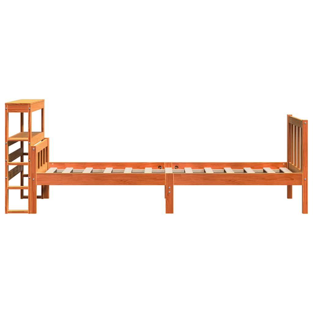 Okvir kreveta s uzglavljem voštano smeđi 75x190 cm od borovine