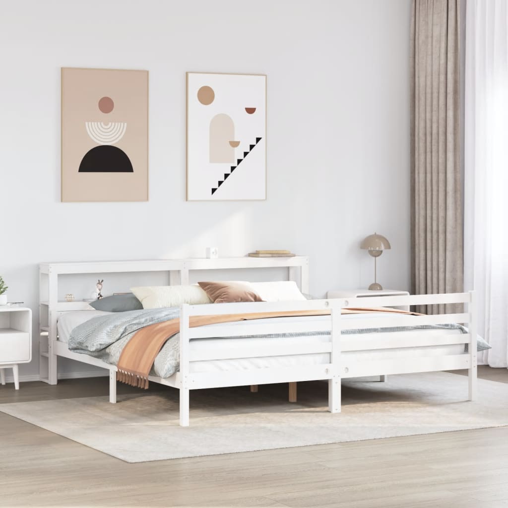 Okvir kreveta s uzglavljem bez madraca bijeli 200x200 cm