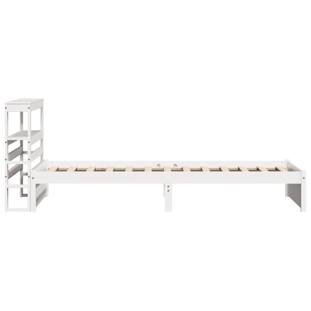 Okvir kreveta s uzglavljem bijeli 75x190 cm od borovine