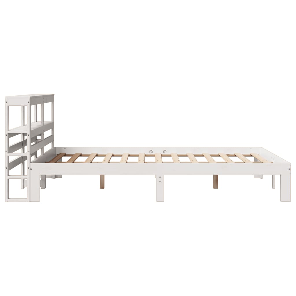 Okvir za krevet s uzglavljem bijeli 135 x 190 cm od borovine