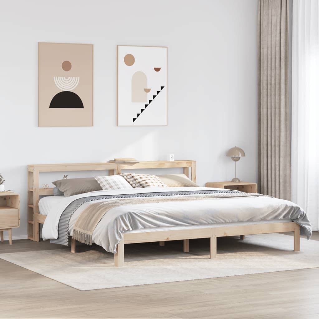 Okvir kreveta s uzglavljem 200 x 200 cm od masivne borovine