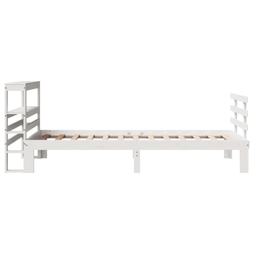 Okvir kreveta s uzglavljem bijeli 75x190 cm od borovine