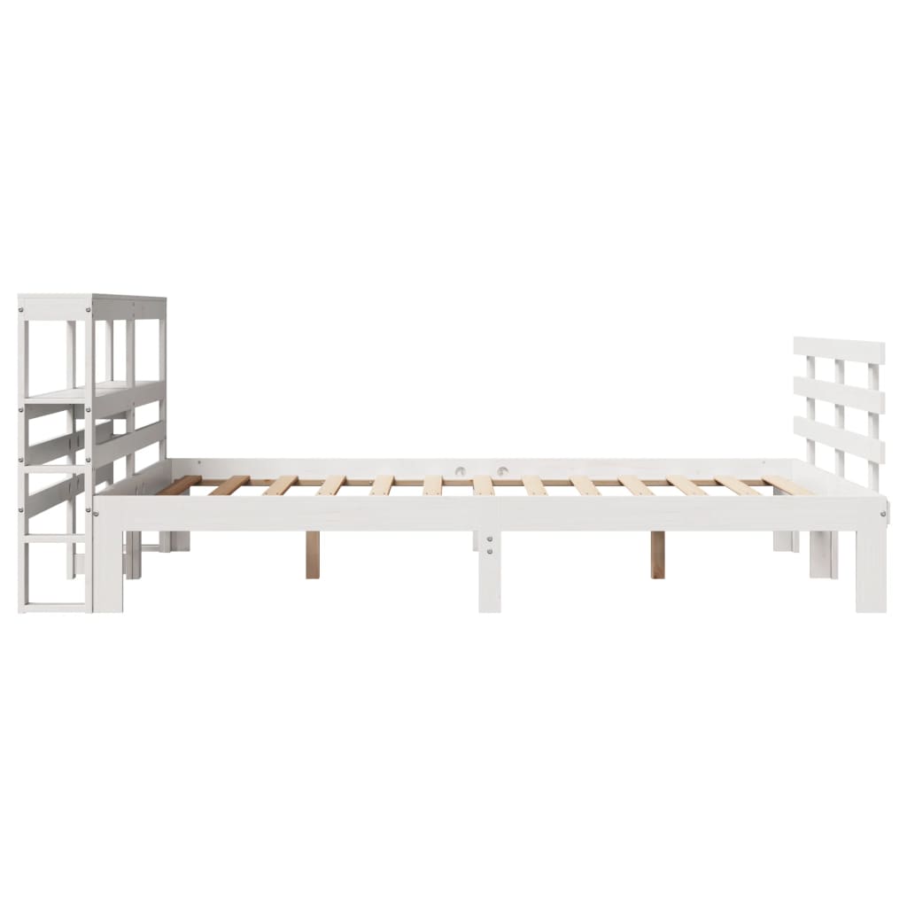 Okvir za krevet s uzglavljem bijeli 135 x 190 cm od borovine