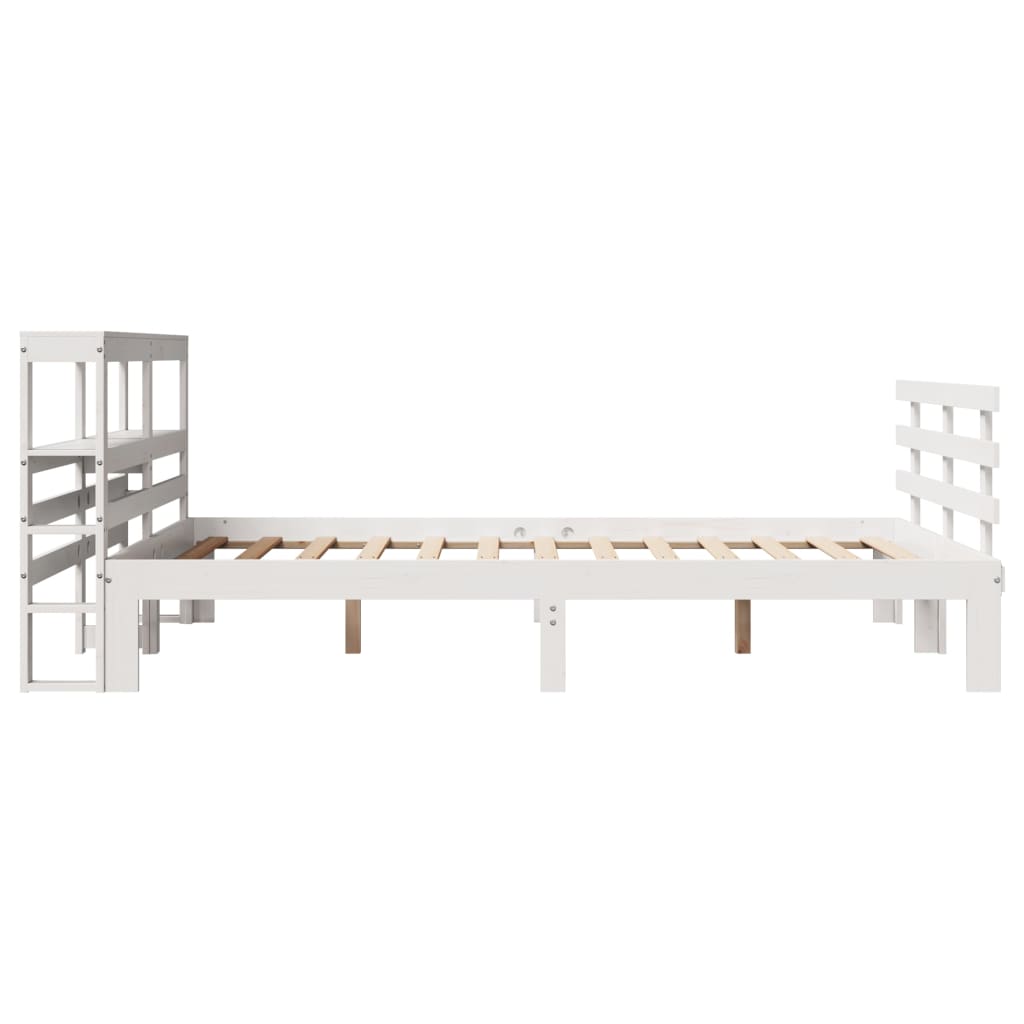Okvir za krevet s uzglavljem bijeli 150 x 200 cm borovina