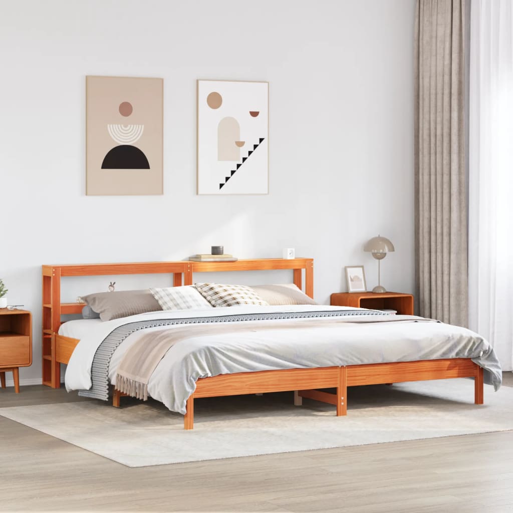 Okvir kreveta bez madraca voštano smeđi 200x200 cm od borovine