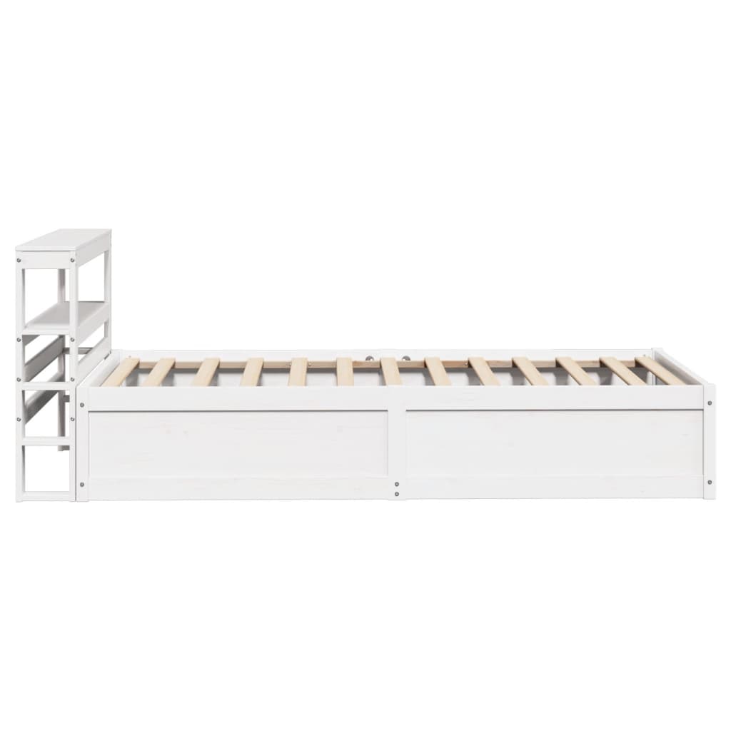 Okvir za krevet s uzglavljem bijeli 90x200 cm masivna borovina