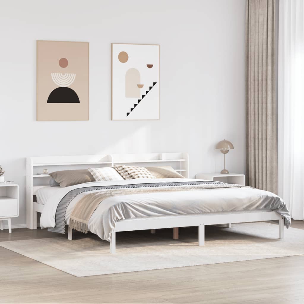 Okvir kreveta bez madraca bijeli 180x200 cm od masivne borovine