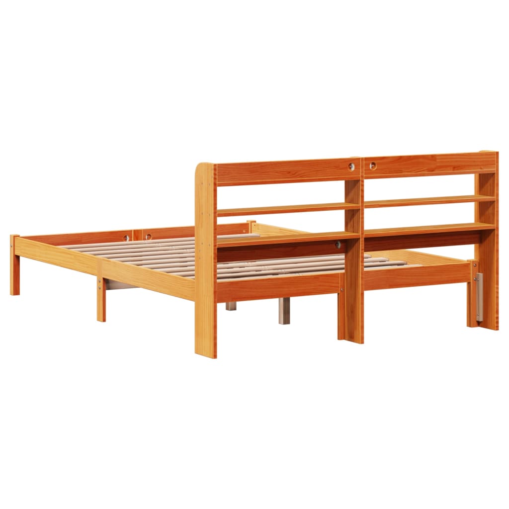 Okvir kreveta s uzglavljem voštano smeđi 135x190 cm od borovine