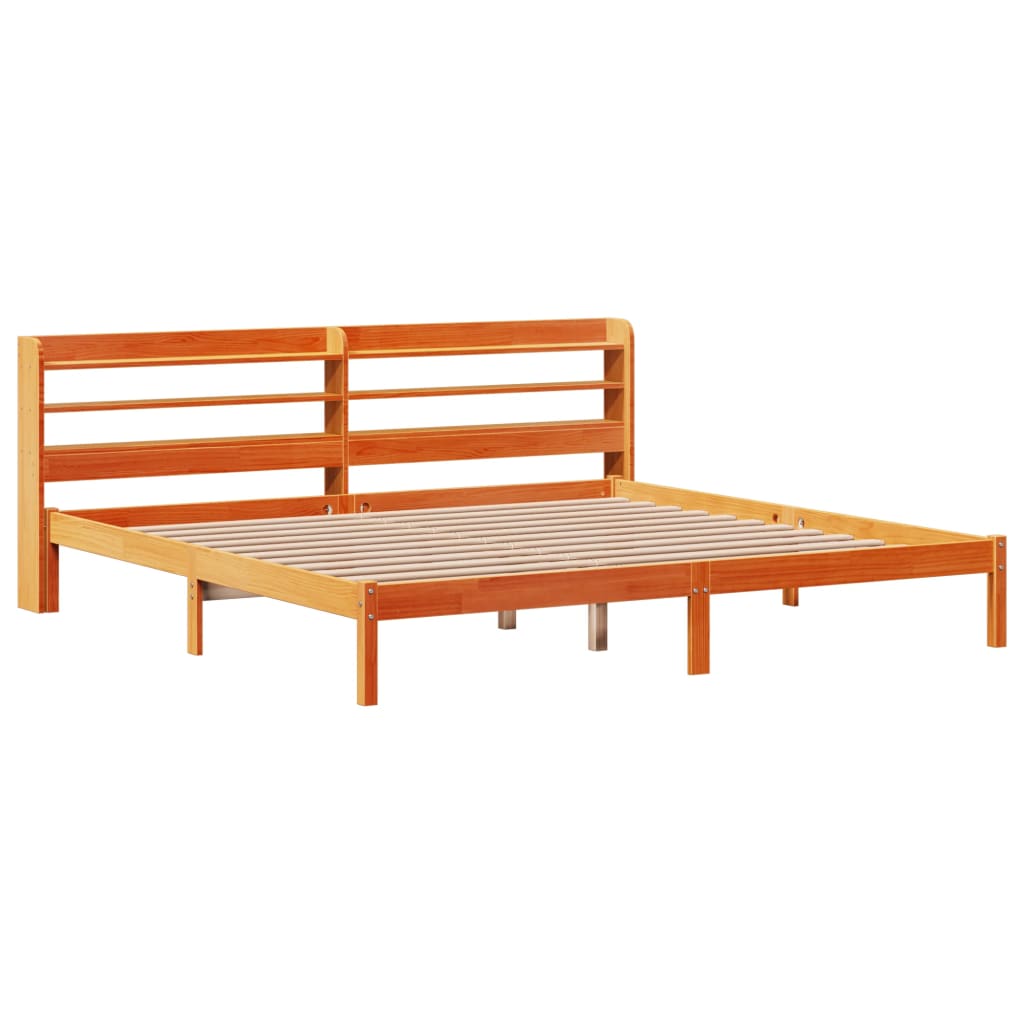 Okvir kreveta s uzglavljem voštano smeđi 200x200 cm od borovine