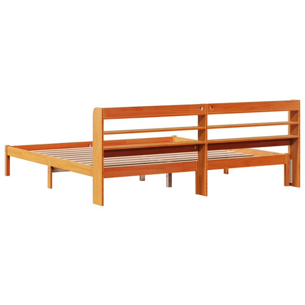Okvir kreveta s uzglavljem voštano smeđi 200x200 cm od borovine
