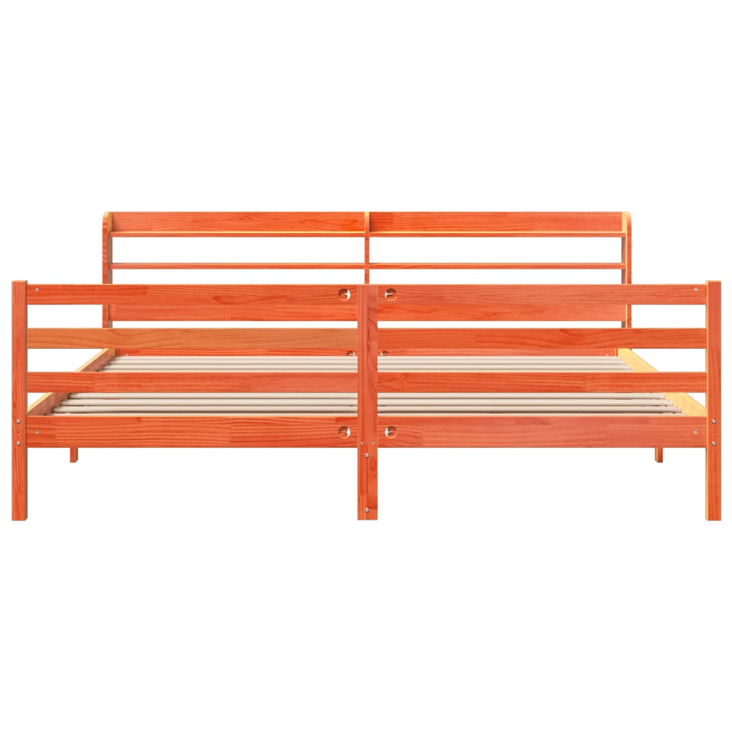 Okvir kreveta bez madraca voštano smeđi 200x200 cm od borovine