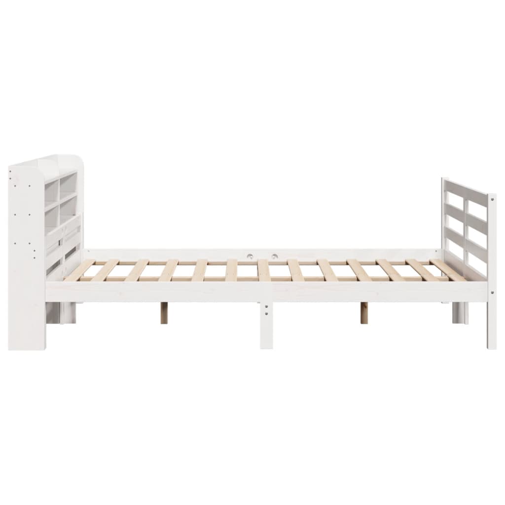 Okvir za krevet s uzglavljem bijeli 135 x 190 cm od borovine