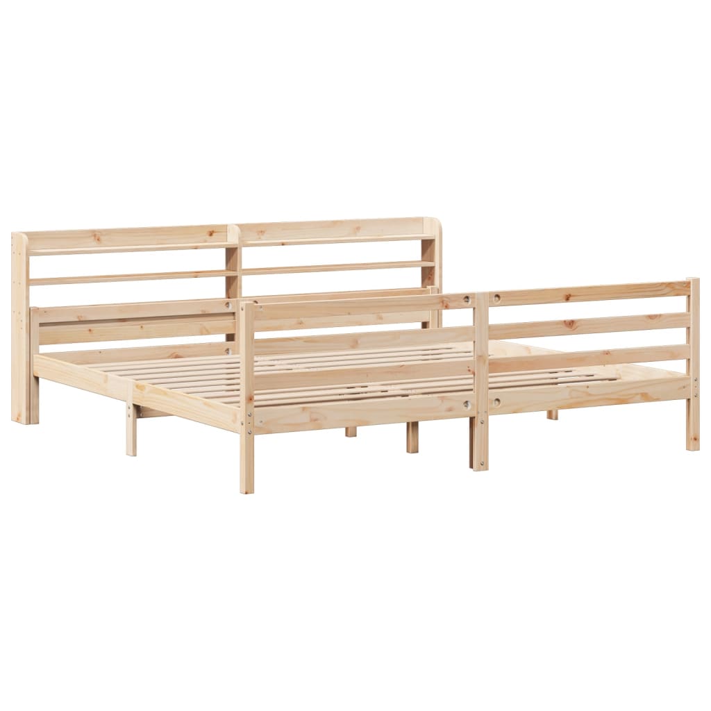 Okvir kreveta s uzglavljem 200 x 200 cm od masivne borovine