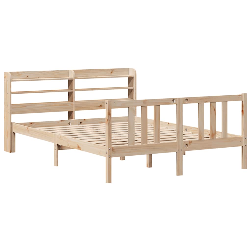 Okvir za krevet s uzglavljem 135 x 190 cm od masivne borovine