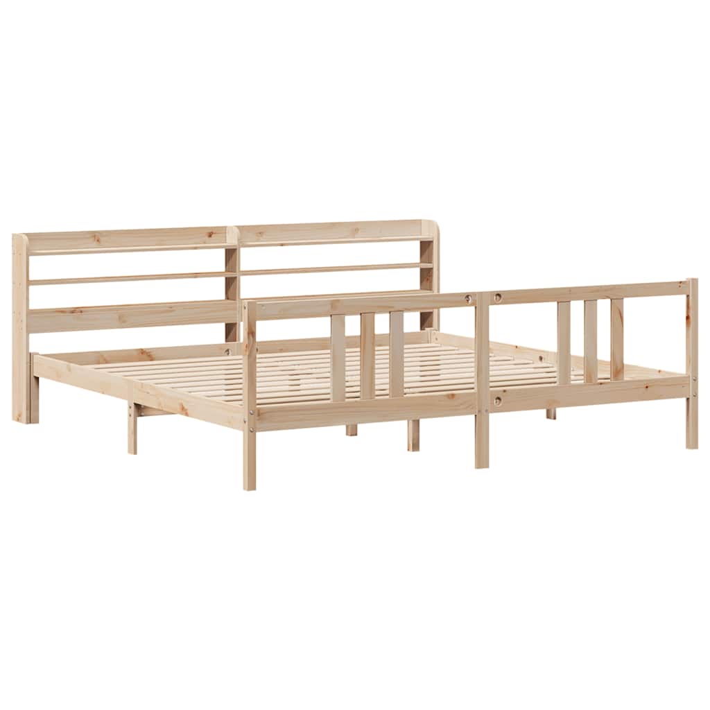 Okvir kreveta s uzglavljem 200 x 200 cm od masivne borovine