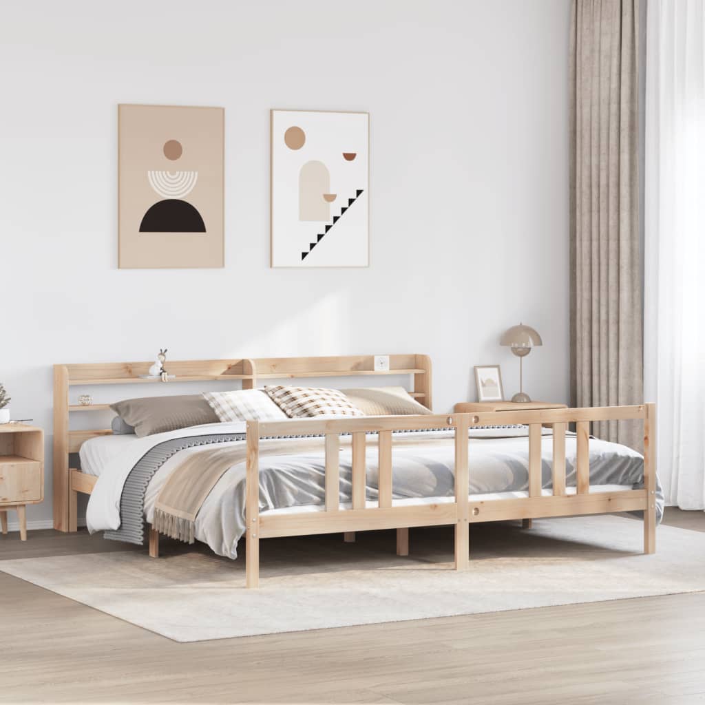 Okvir kreveta s uzglavljem 200 x 200 cm od masivne borovine