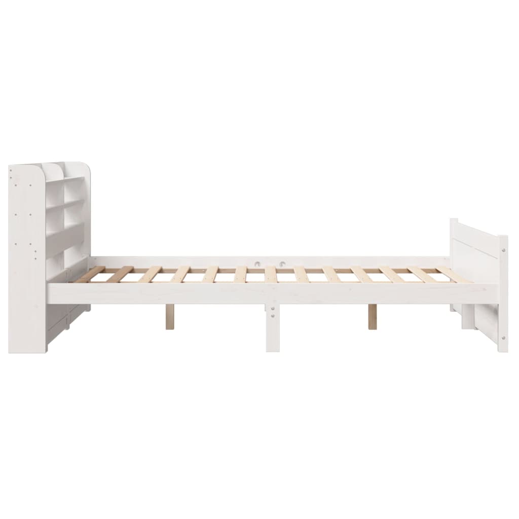 Okvir za krevet s uzglavljem bijeli 150 x 200 cm borovina