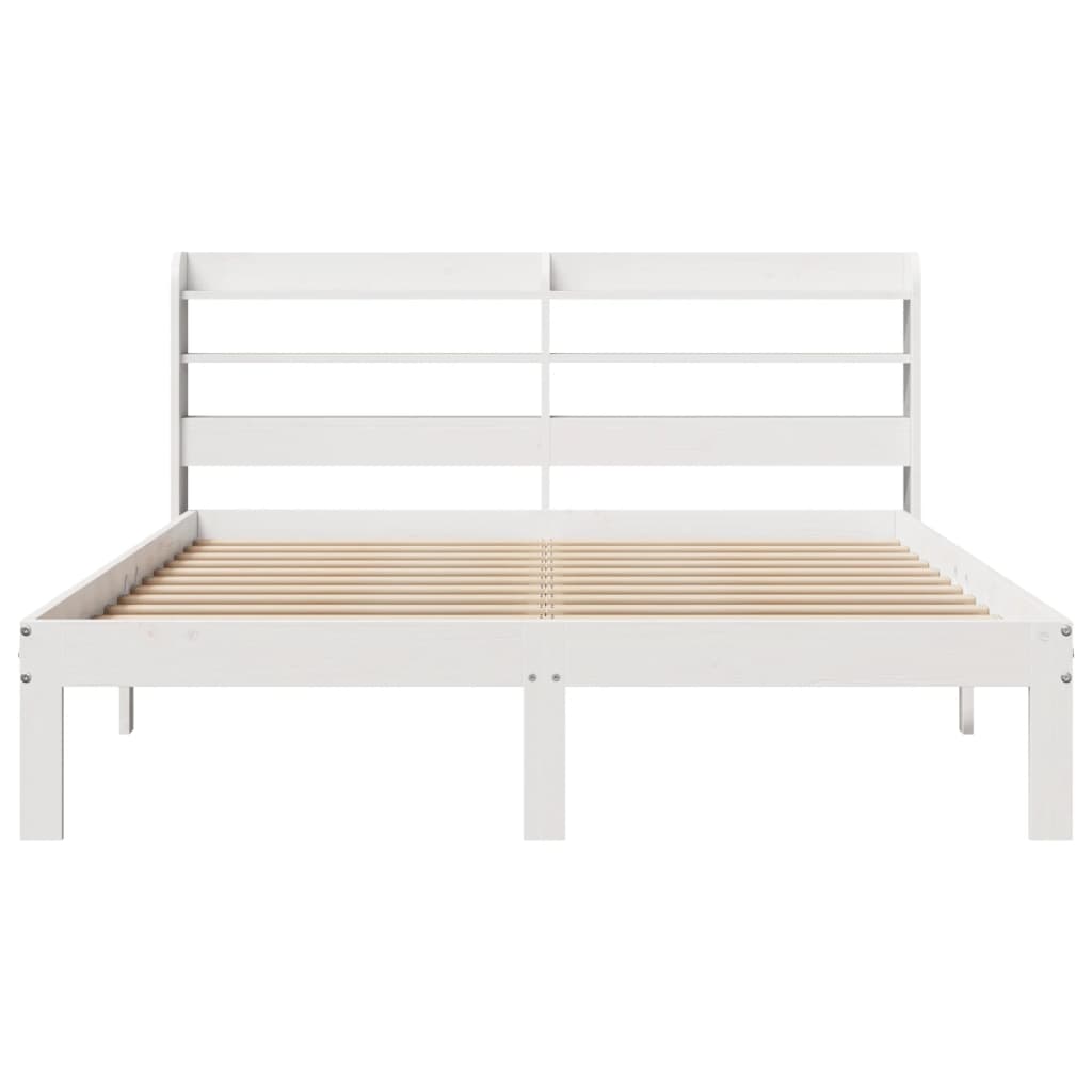 Okvir za krevet s uzglavljem bijeli 135 x 190 cm od borovine