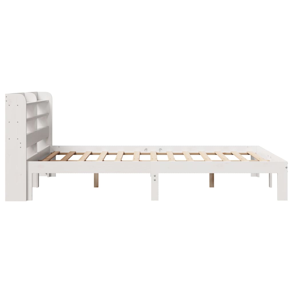 Okvir za krevet s uzglavljem bijeli 135 x 190 cm od borovine