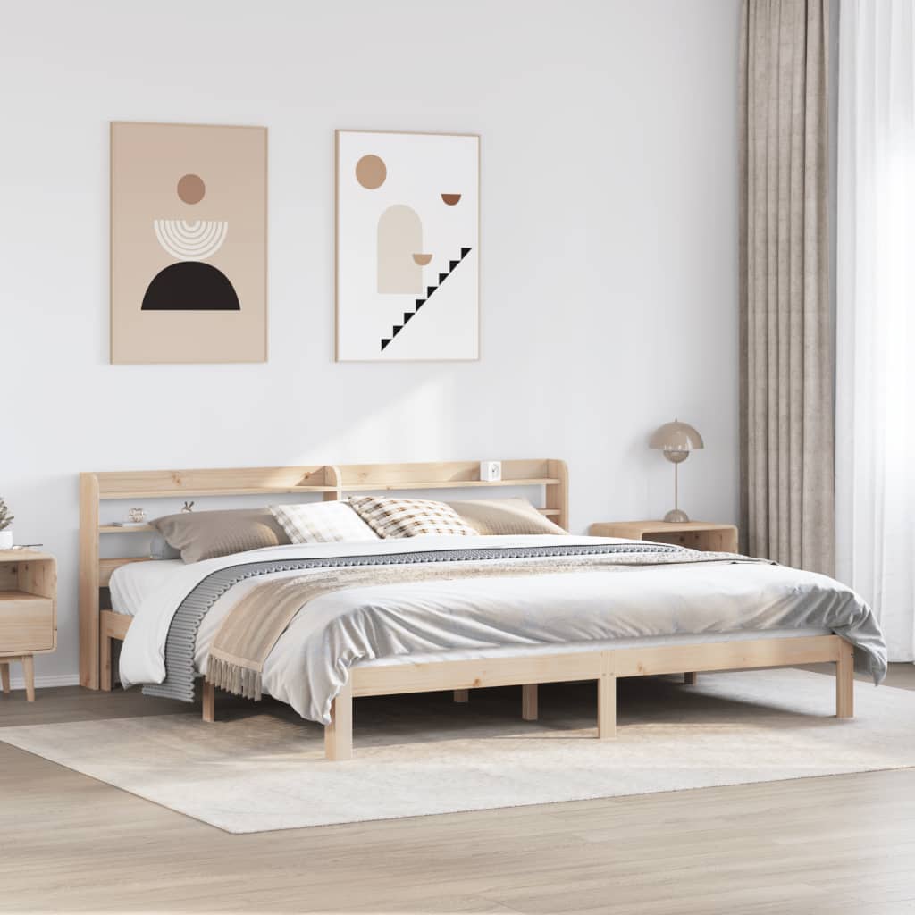 Okvir kreveta s uzglavljem 200 x 200 cm od masivne borovine