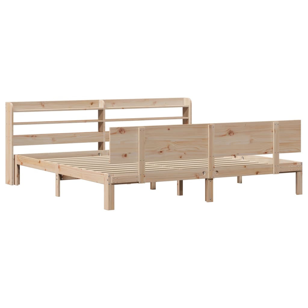 Okvir kreveta s uzglavljem 200 x 200 cm od masivne borovine