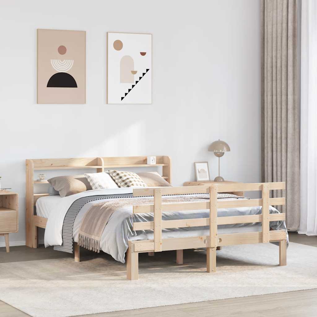 Okvir za krevet s uzglavljem 135 x 190 cm od masivne borovine