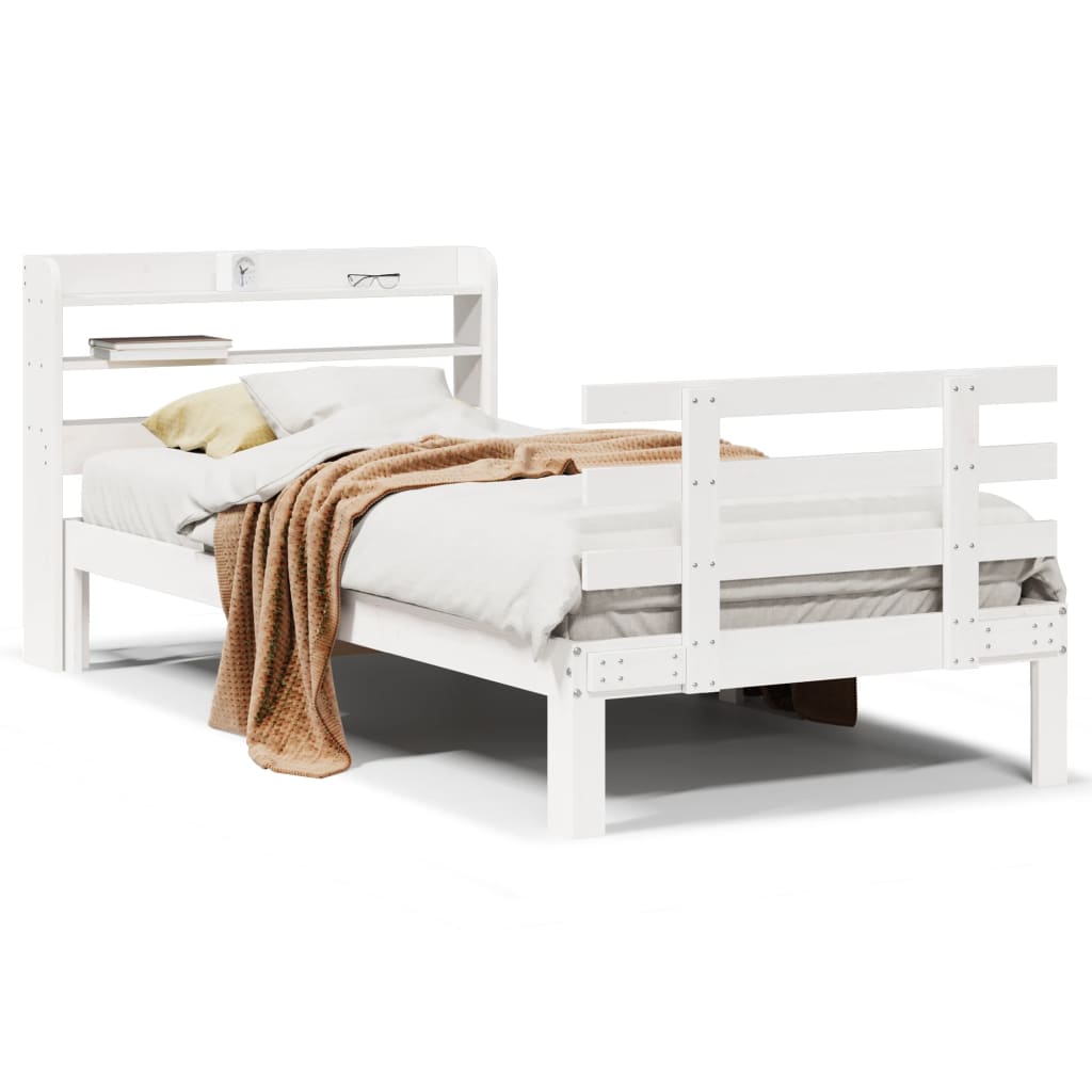 Okvir kreveta s uzglavljem bez madraca bijeli 90x200 cm