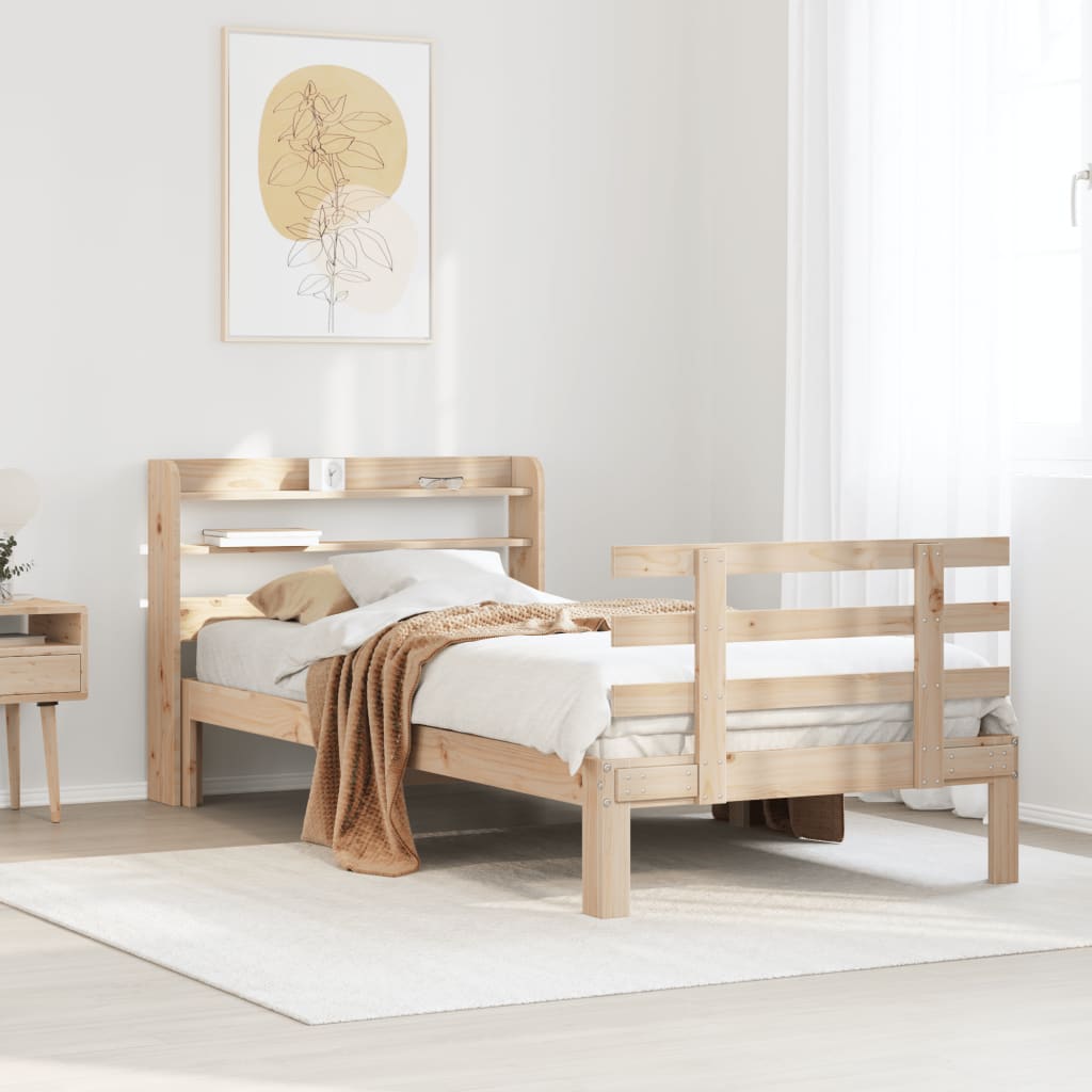Okvir kreveta s uzglavljem 100 x 200 cm od masivne borovine