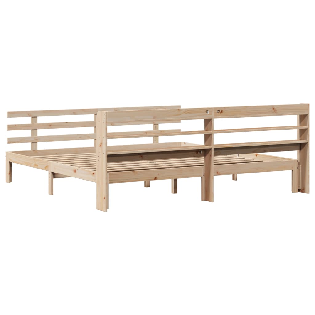 Okvir kreveta s uzglavljem 200 x 200 cm od masivne borovine