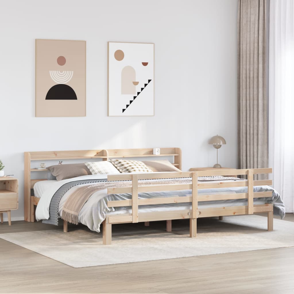 Okvir kreveta s uzglavljem 200 x 200 cm od masivne borovine
