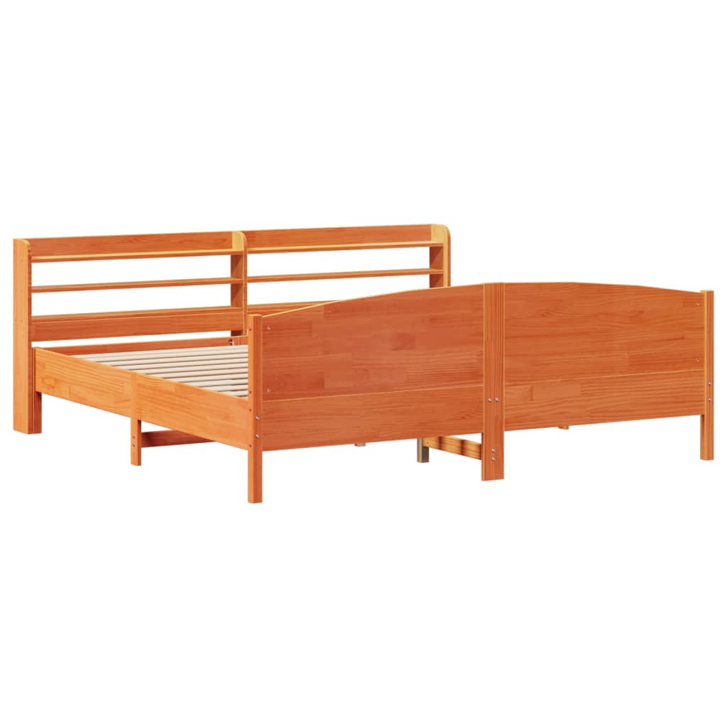Okvir kreveta bez madraca voštano smeđi 200x200 cm od borovine