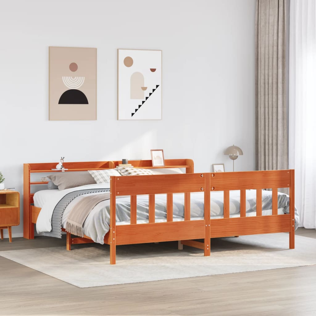 Okvir kreveta bez madraca voštano smeđi 200x200 cm od borovine