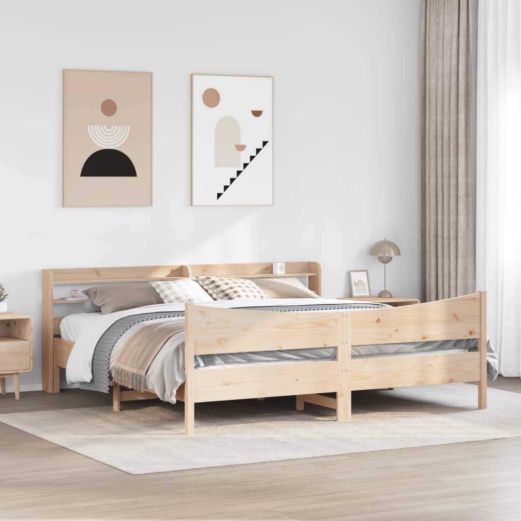 Okvir kreveta s uzglavljem 180 x 200 cm masivna borovina