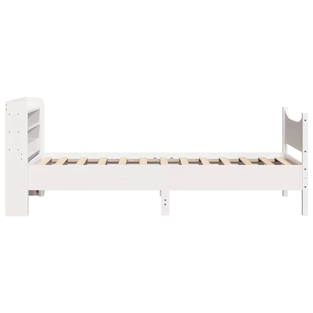 Okvir kreveta s uzglavljem bijeli 75x190 cm od borovine