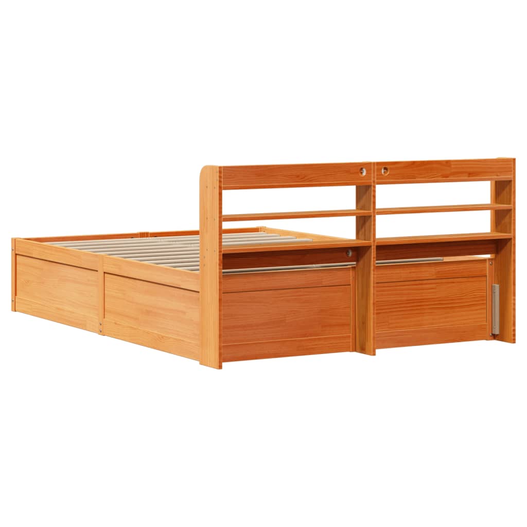 Okvir kreveta s uzglavljem voštano smeđi 140x190 cm od borovine