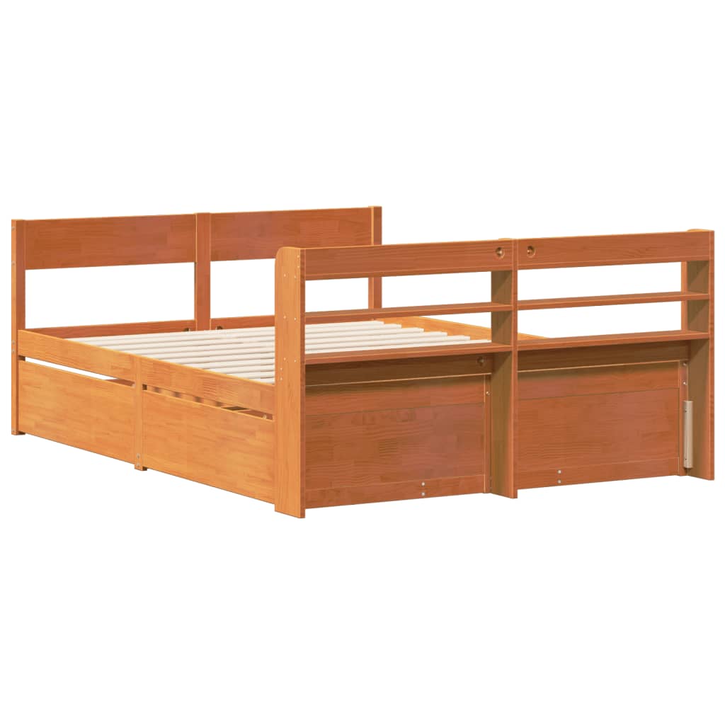 Okvir kreveta bez madraca voštano smeđi 120x190 cm od borovine