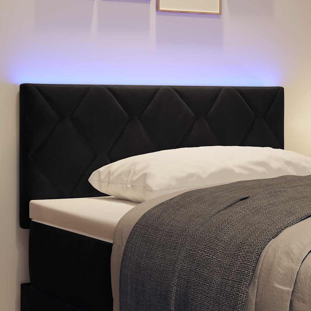 LED glava kreveta Crna 90 cm Baršun