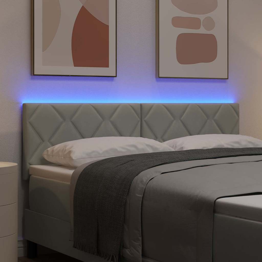 LED glava kreveta Svijetlo siva 144 cm Baršun