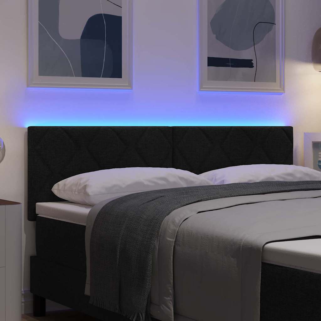 LED glava kreveta Crna 160 cm tkanina