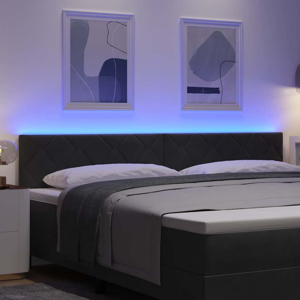 LED glava kreveta Crna 200 cm Baršun