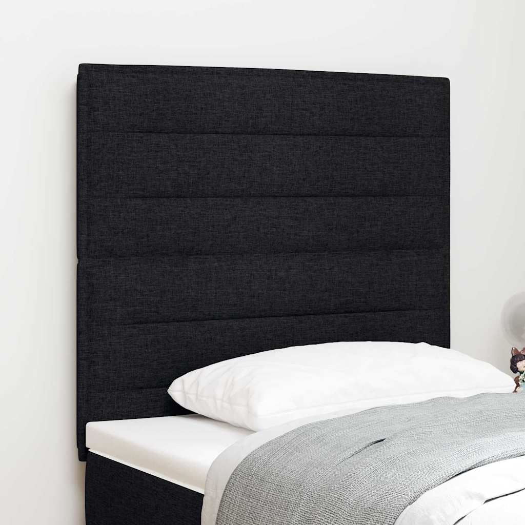 LED glava kreveta s LED trakama s uzglavljem Crna 90 cm tkanina