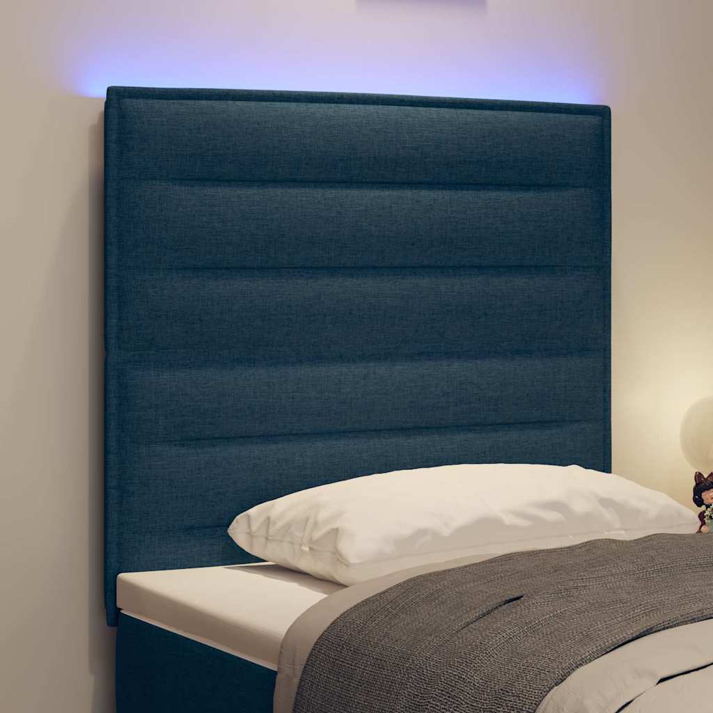 LED glava kreveta s LED trakama Plava 100 cm tkanina