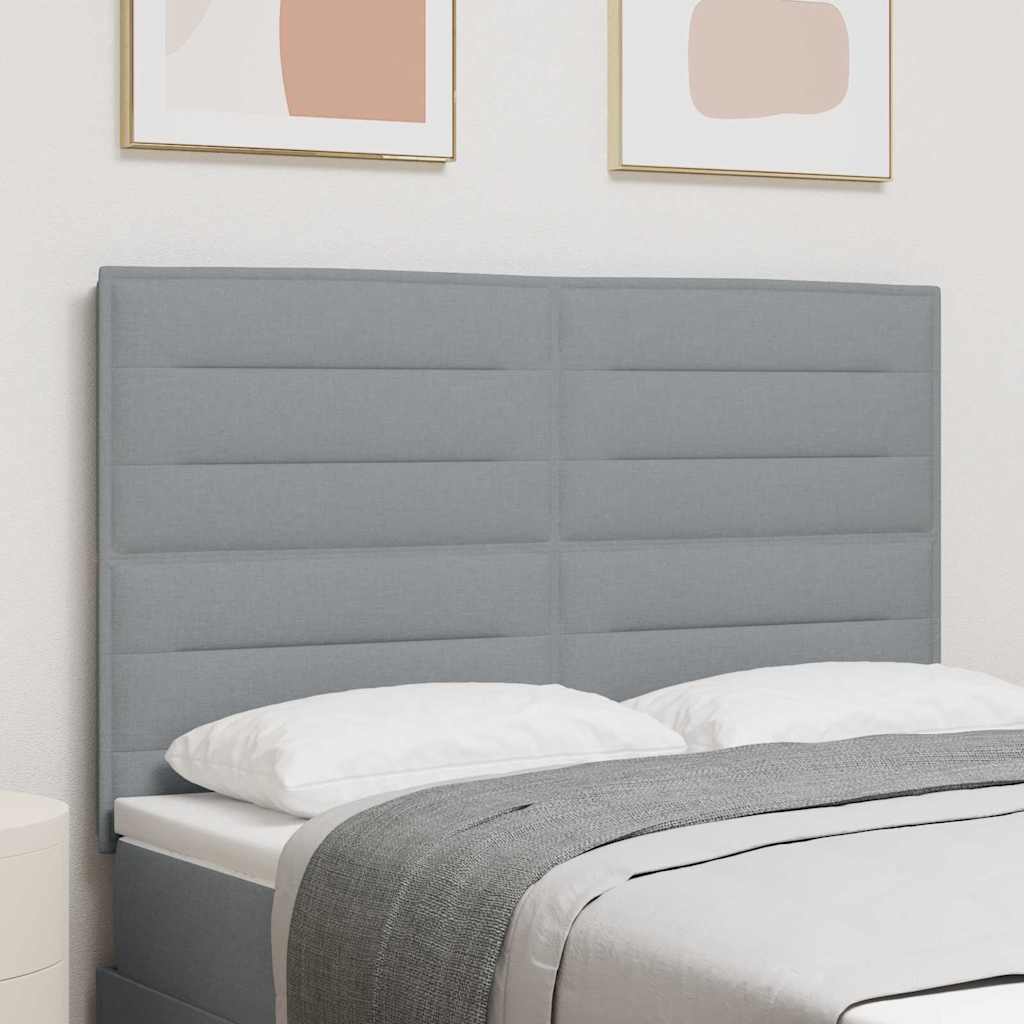 LED glava kreveta s LED trakama Svijetlo siva 144 cm tkanina